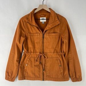 Old Navy Cotton Orange Rust Anorak Utility Jacket Drawcord Waist‎ Zip Front XS
